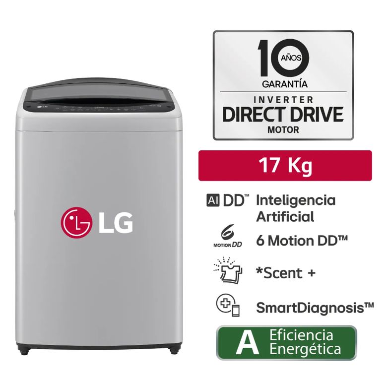 Lavadora De 17 Kg Carga Superior Con Ai Dd Gris Wt17dv6t