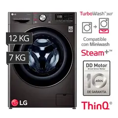LG - Lavaseca 12 Kg De Carga Frontal - Wd12bvc2s6c Color Negro Acero