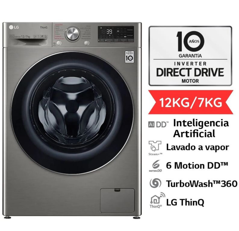 Lavaseca 12 Kg7 Kg Carga Frontal Wd12pvc3s6c Platino