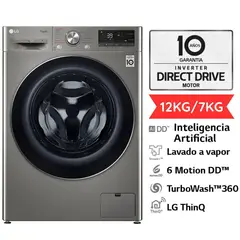 LG - Lavaseca 12 Kg7 Kg Carga Frontal Wd12pvc3s6c Platino