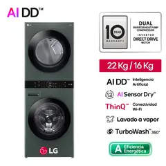 LG - Washtower 22kg Lavado 16kg Secado Ai Dd Thinq Wk22ggs6