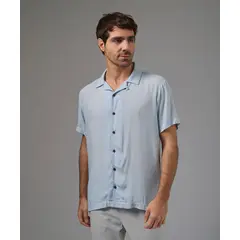 MBO - Camisa Hombre Manga Corta Cuello Resort Classic Fit Celeste