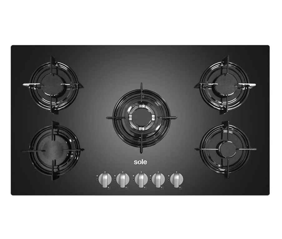 Cocina Empotrable a Gas 5 Hornillas Negro SOLCO033