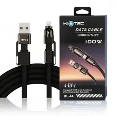 GENERICO - Cable Carga Rápida y Datos BL-44 de 100W 4 en 1 USB + Tipo C +Lightning