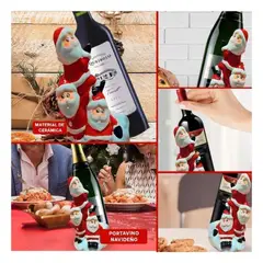 GENERICO - Porta Vino Navidena 3Papa Noel para Decorar tu Mesa en Navidad