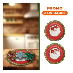 GENERICO - Pack2 Plato Infantil Navideno con Papa Noel y Sombrero Rojo