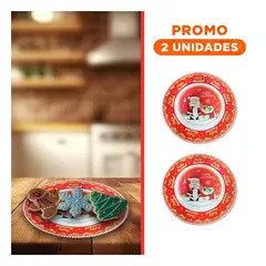 GENERICO - Pack2 Plato Tematico Navideno con Diseno de Papa Noel Sonriente