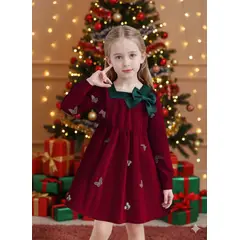 GENERICO - VESTIDO DE NIÑA NAVIDAD - MANGA LARGA