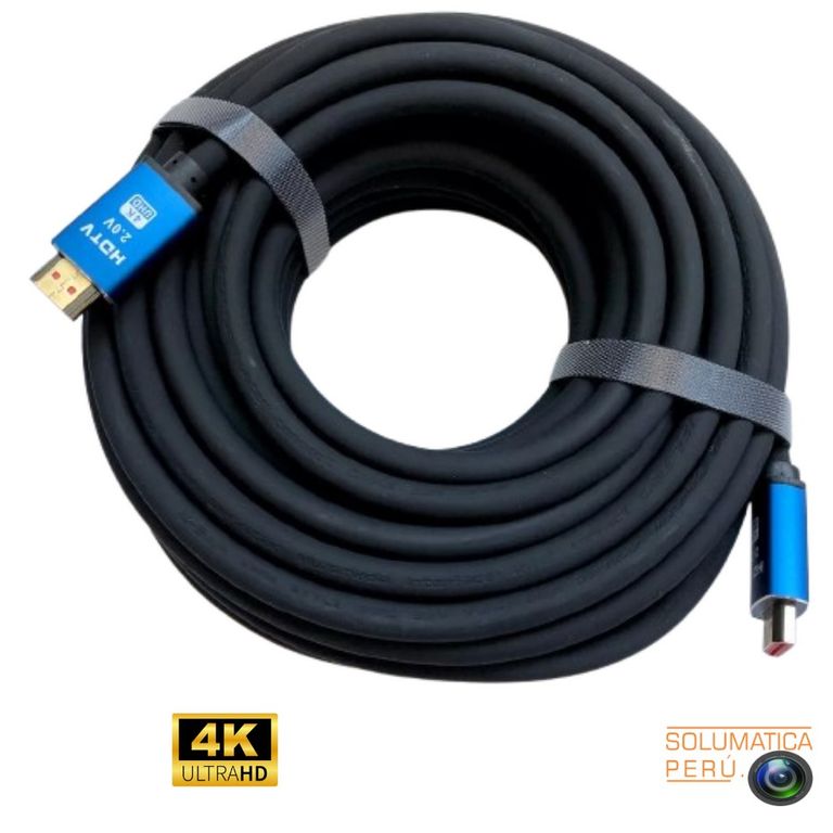 Cable Hdmi 4k Premium - Punta Dorada - Ultra Hd 20 Metros