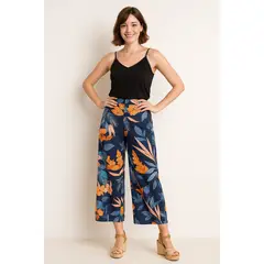 MARWAL - Pantalón Palazzo Nidia , by , Color Azul , Palazzo , Cintura Espalda Elasticada.