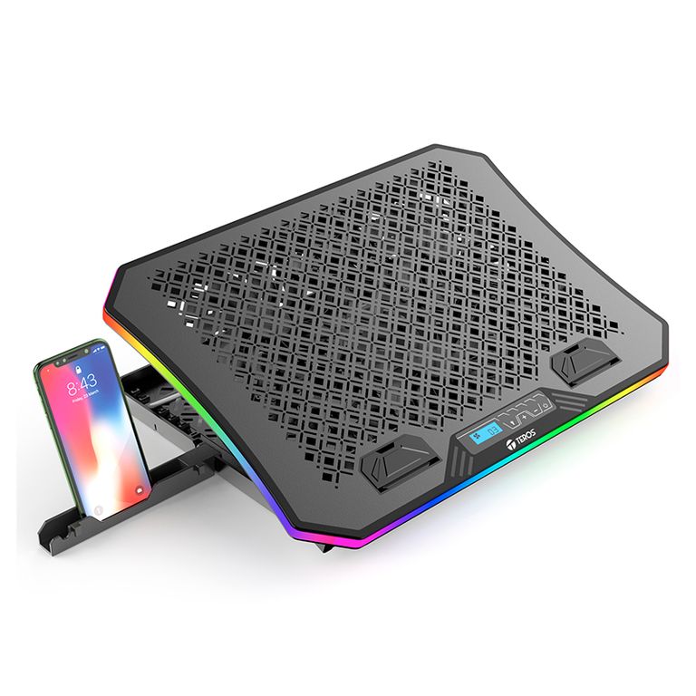 Cooler Gamer Laptop Te7130n Rgb 19 + Soporte Celular Color Negro