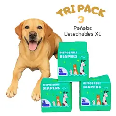 GENERICO - TRIPACK 03 Pañales Desechables para Mascotas Macho XL