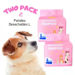 GENERICO - TWO-PACK 02 Pañales Desechables para Mascotas Hembra L