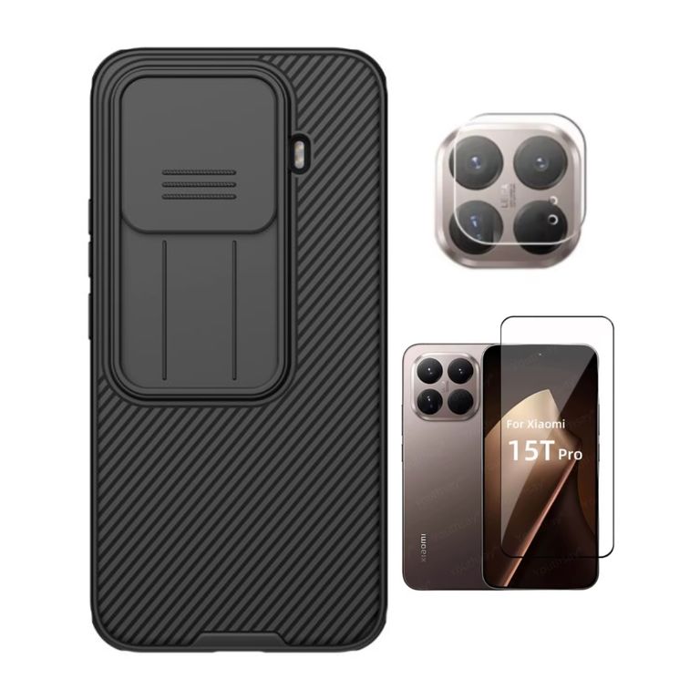 CASE XIAOMI 15T CAMSHIELD Y VIDRIOS