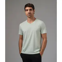 MBO - Polo Hombre Manga Corta Jersey Cuello V Basico Verde Agua