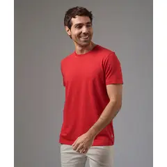MBO - Polo Hombre Manga Corta Jersey Cuello Redondo Basico Rojo
