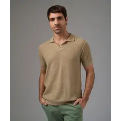 MBO - Polo Hombre Manga Corta Pet Cuello Box Sin Boton Beige