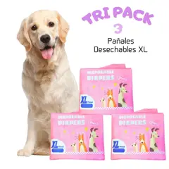 GENERICO - TRIPACK 03 Pañales Desechables para Mascotas Hembra XL