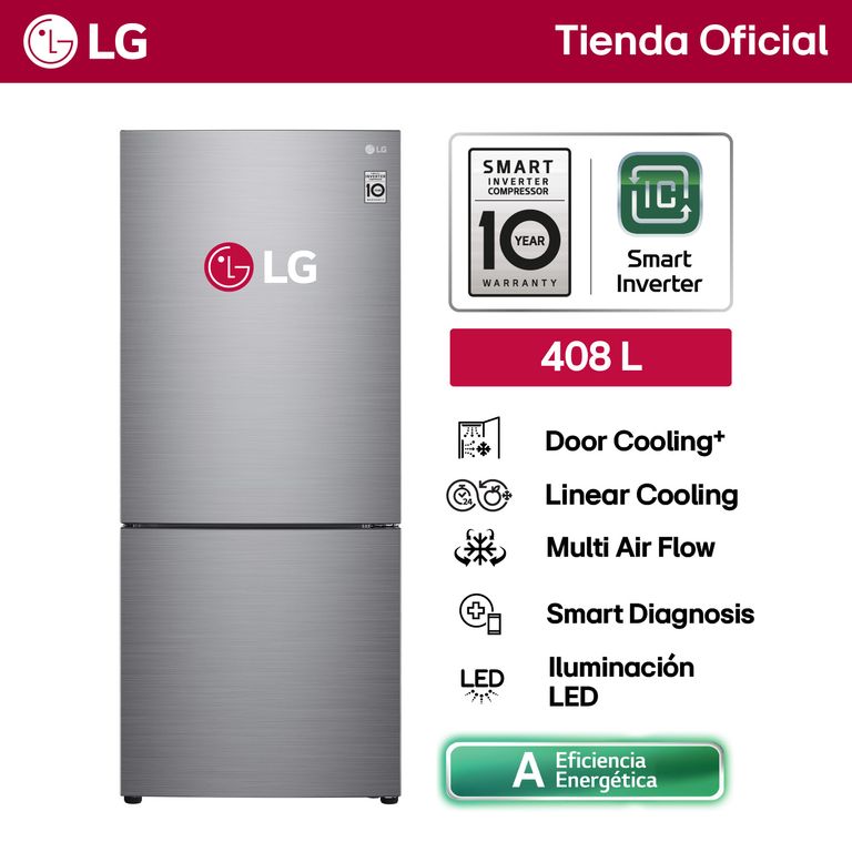 Refrigeradora Bottom Freezer Gb41bpp No Frost 408l Plata Color Plateado
