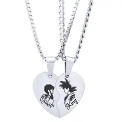 GENERICO - Collar Pareja Goku y Milk- Rey y Reina - Set 2 Collares Mitad Corazón Acero Inoxidable