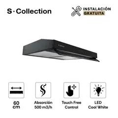 SCOLLECTION - Campana Slim Black Touch Free 60 Cm