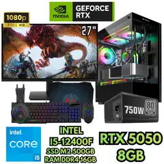INTEL - COMPUTADORA GAMER I5-12400F RTX 5050 8GB SSD 500GB RAM 16GB MONITOR FHD 27