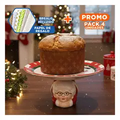 GENERICO - Pack4 Base para Paneton de Ceramica Figura Mama Noela Decoracion Navidena Y+Papel Regalo