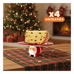 GENERICO - Pack4 Cesta Panetón para Presentación con Papa Noel Y+Regalo Sticker