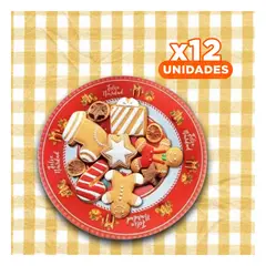 GENERICO - Pack12 Fuente Original de Vidrio Jade con Imagen de Papa Noel Y+Regalo Sticker