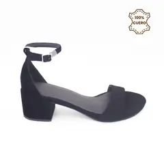 FAR WEST - Zapato de Vestir Taco 5 Mujer Victoria-2505 Cuero Gamuza Negro
