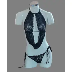 GENERICO - SET DE 4Pz Lencería de Encaje LILIANA Negro DeAlcoba