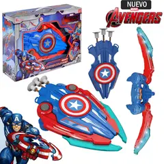 MARVEL - Juguete Set de Arco con Escudo de Capitán América con Luz y Sonido