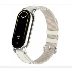 GENERICO - Correa de Tela y Cuero para Xiaomi Band 8 - GRIS