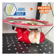 GENERICO - Pack4 Base para Paneton de Ceramica Figura Papa Noel Decoracion Navidena Y+Papel Regalo