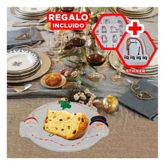 GENERICO - Plato de Navidad Blanco RI2305-51 en Ceramica Y+Regalo Sticker