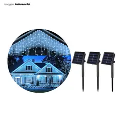 GENERICO - Luces Navideñas con Panel Solar Blanco Frio 4mts - 03 Unidad