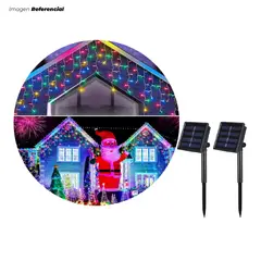 GENERICO - Luces Navideñas Multicolor Cascada LED Solar - 02 Unidad