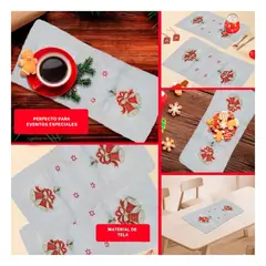 GENERICO - Centro de Mesa Navideño con Bordados de Campanas y Brillo Blanco