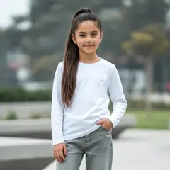 LE PETIT COMPANY - Polo Niña Blanco Bordado 100% algodón