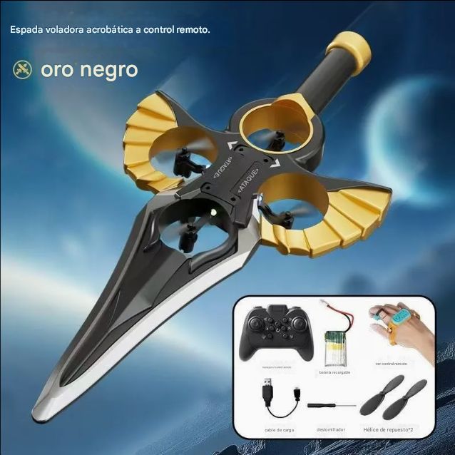 Drone Espada Voladora Amarillo con control remoto y de gestos
