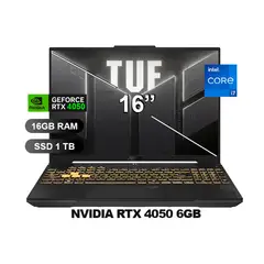 ASUS - Laptop Gaming TUF F16 FX607V 16 WUXGA 144Hz Intel Core i7-13620H 16GB 1TB SSD RTX 4050 Free DOS