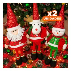 GENERICO - Pack2 Figura Nieve de Reno con Brillo para Centros Festivos Rojo Verde 70 cm Y+Regalo Sticker