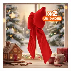 GENERICO - Pack2 Cinta Decorativa de Terciopelo Rojo para Ambientes Festivos 40cm Y+Regalo Sticker