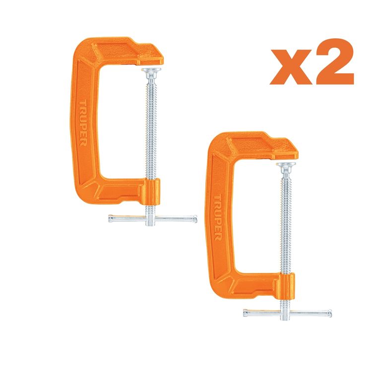 Prensa 5" de hierro tipo C para carpintería, pack 2 unidades