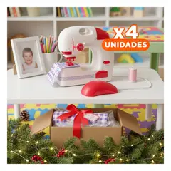 GENERICO - Pack4 Juguete Educativo de Costura Blanco y Rosado con Maquina Infantil Y+Regalo Sticker