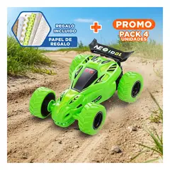GENERICO - Pack4 Auto de Juguete con Diseno Dinamico y Llantas Gruesas en Color Verde Y+Papel Regalo