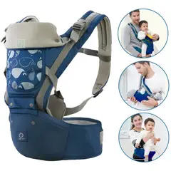 OEM - Canguro para Bebé Ergonómico AZUL ballenita