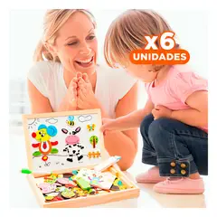 GENERICO - Pack6 Pizarra Interactiva 2 en 1 para Ninos con Fichas Magneticas de Animales Y+Regalo Sticker