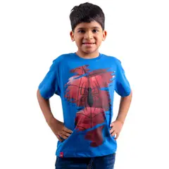 MARVEL - Polo Manga Corta Niño Spiderman Azul Algodón
