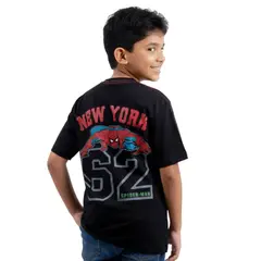 MARVEL - Polo Manga Corta Niño Comics Negro Algodón